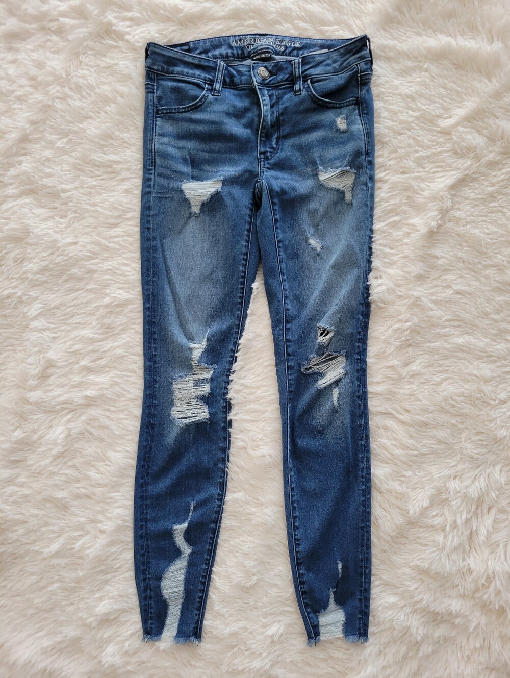 American Eagle Super Stretch Jeggings Distressed Skinny Womens Size 2